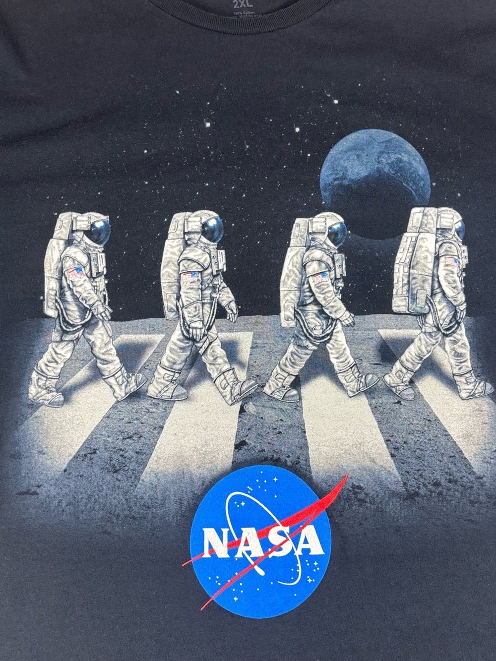 NASA Black Short-Sleeve Graphic Tee with Astronaut Walk